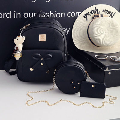 3개 세트 Bow Round Backpack Shoulder Bag Crossbody Bag for Women 스타일리시한 스타일