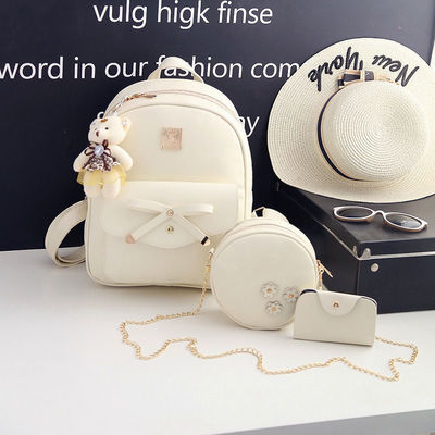 3개 세트 Bow Round Backpack Shoulder Bag Crossbody Bag for Women 스타일리시한 스타일