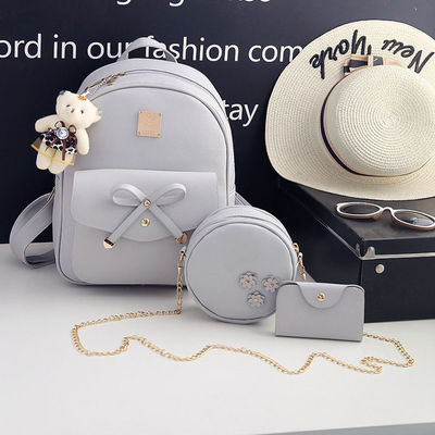 3개 세트 Bow Round Backpack Shoulder Bag Crossbody Bag for Women 스타일리시한 스타일