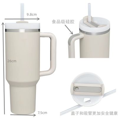 40oz 스탠 자동차 금속 여행 커피 머그 핸들이 있는 두 개의 벽 스테인리스 스틸