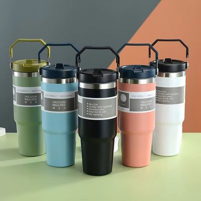 빨대 맞춤 스테인리스 스틸 30oz 단열 테르모스 컵 음료 냉각과 뜨거운 유지