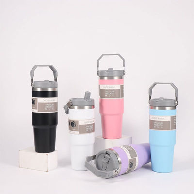 빨대 맞춤 스테인리스 스틸 30oz 단열 테르모스 컵 음료 냉각과 뜨거운 유지